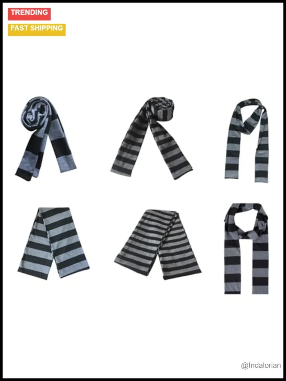 Men's Striped Long Thin Scarf Cotton Lightweight Cosplay Scarf